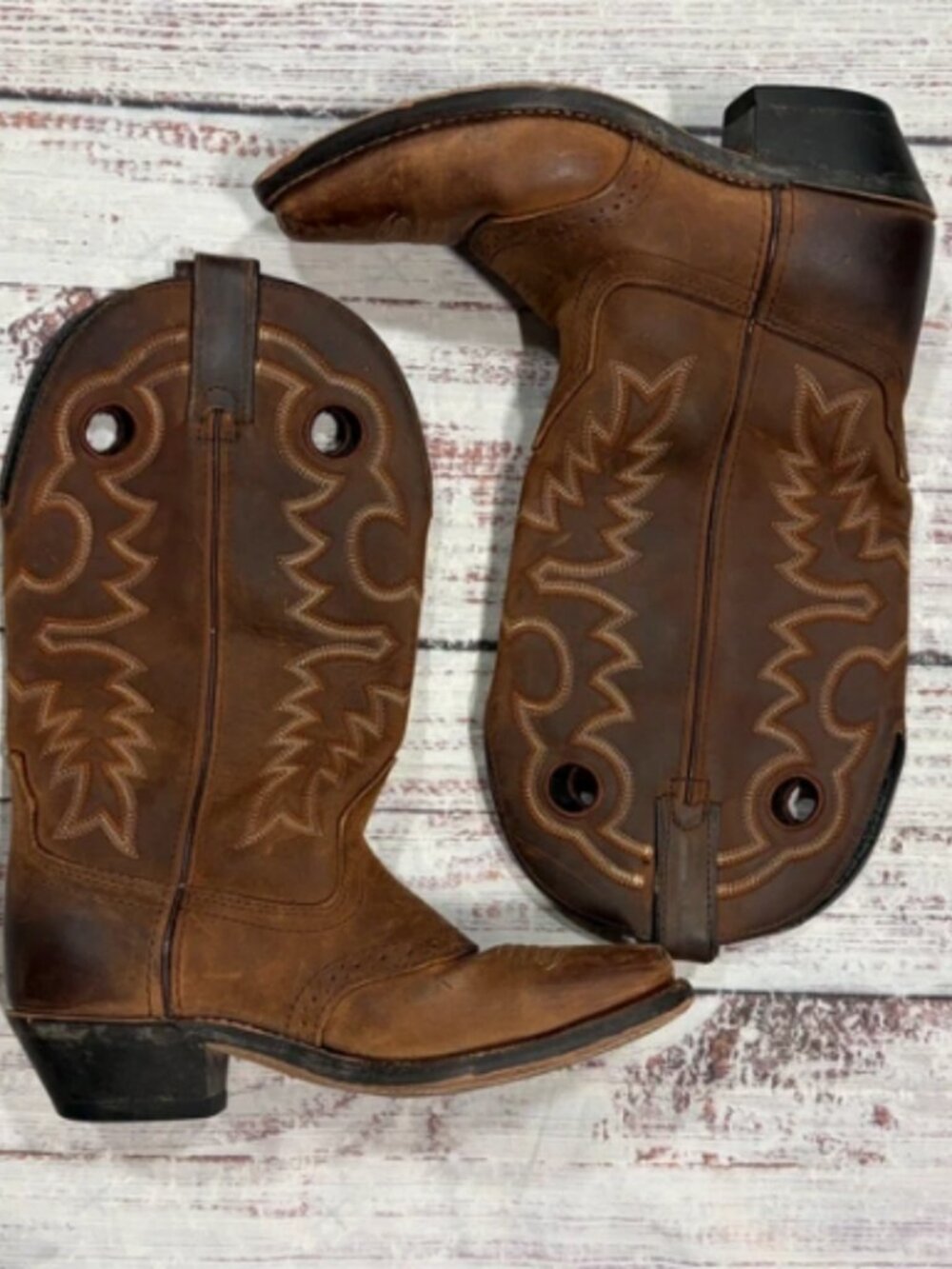 Masterson RB1688 Women Size 7M Brown Leather Embroidered Pull On Western Boots